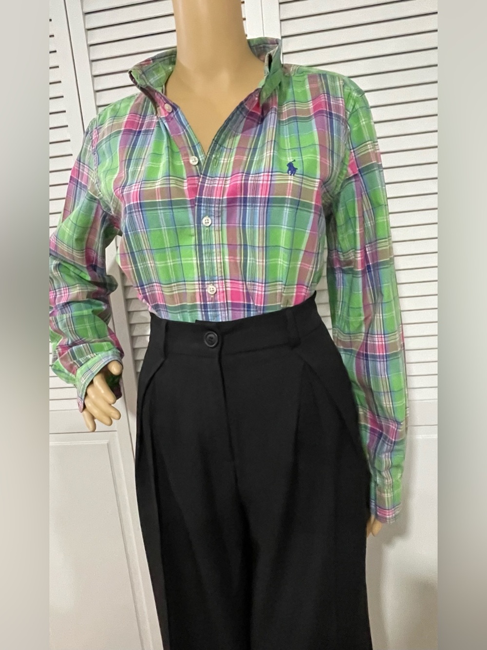 Polo by Ralph Lauren Green and Pink Plaid Button-Down Shirt - Picture 3 of 8